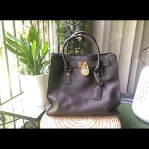 MK Hamilton Lrg Brown Saffiano Leather Satchel